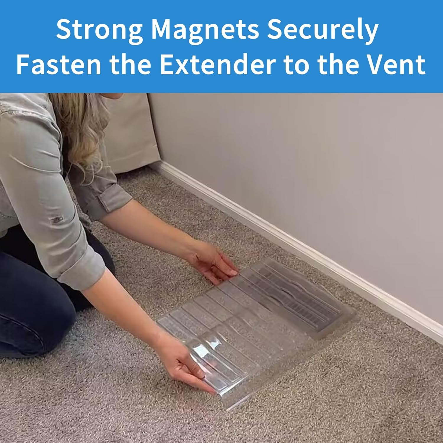 Magnetic Air Vent Extender for Under Furniture Vent Deflector for Floor Register Up to 12" Wide Extend from 17"-33" 1.5mm Thick-1Pcs