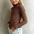 thumbnail image 6 of YHAJDS Girl Ruffle Sweatshirts Fall Pullover Shirts Solid Color Half Turtleneck Long Sleeve Ruffle Trim Fleece Elastic Base Tops, 6 of 6