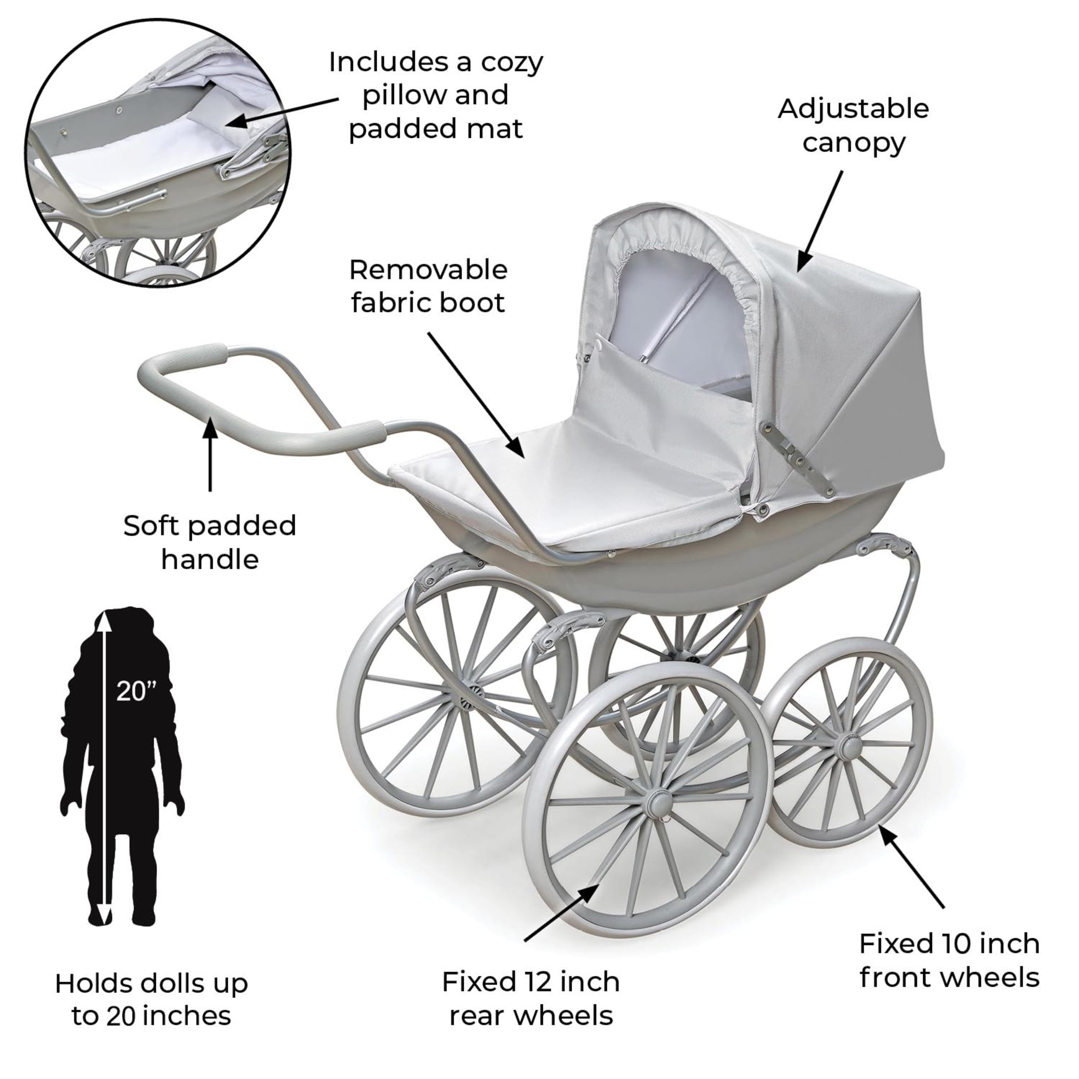 Badger Basket London Doll Pram - Executive Gray
