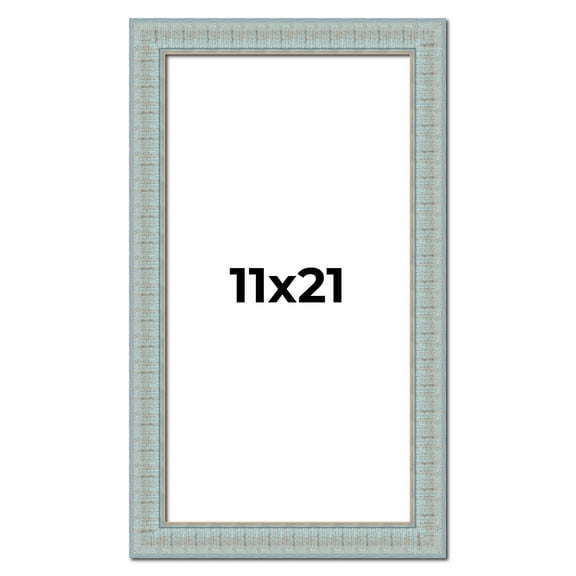 11x21 Frame Blue Teal Distressed Solid Wood Picture Frame | 1.625 Inch Moulding Width | Sonoma Blue
