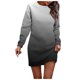 thumbnail image 1 of Vestido informal de manga larga para mujer: vestido liso de otoño/invierno con cuello redondo y estampado navideño opcional., 1 of 5