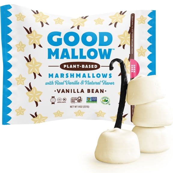 GoodMallow Vegan Marshmallows - Large Kosher Halal Gluten Free Dairy Free Healthy Marshmallows
