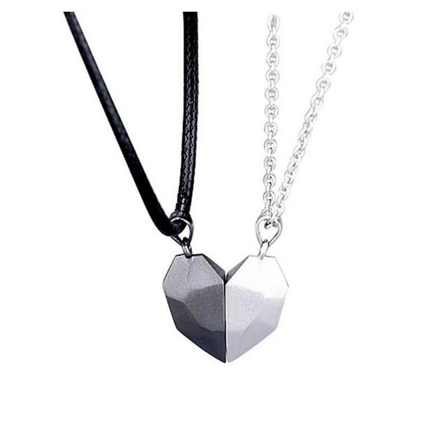 Fiudx Collares de Pareja, Joyería con Colgante de Corazón Magnético, Diseño Creativo de Piedra de Los Deseos, Símbolo de Unión Eterna, Regalo de Aniversario, Celebración de Relaciones Románticas, Per