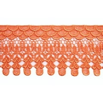 Altotux 5" 19 Colors of Embroidered Floral Scalloped Venice Lace Trim Victorian Guipure Sewing Supplies By Yard (Orange)