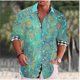 thumbnail image 1 of Camisa de solapa de manga larga con estampado floral para hombre, ropa de verano cómoda con botones para playa hawaiana de Vaion, 1 of 6
