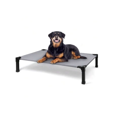 Upgraded Elevated Dog Bed- Portable Outdoor Dog Cot For Large Pets Stable Anti-Slip Feet Breathable Mesh Easy Assembly For Camping Beach Patio Indoor Use Outdoor Dog Bed Camping Pet Gear