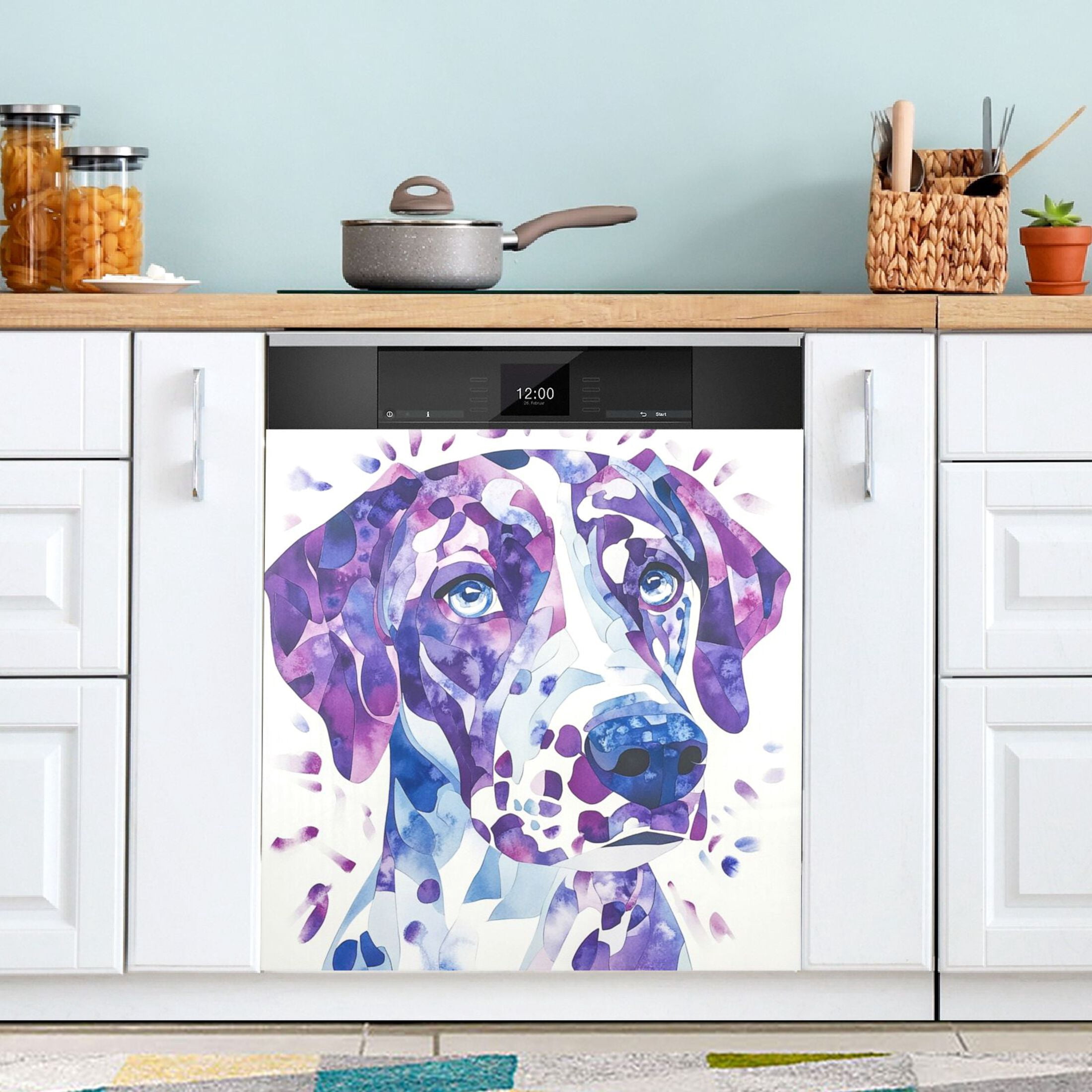 Dishwasher Magnetic Sticker 23x26 Inch Refrigerator Magnetic Sticker Washing Machine Magnetic Sticker Kitchen Panel Magnetic Sticker Home Decor Pretty Blue Cool Dog