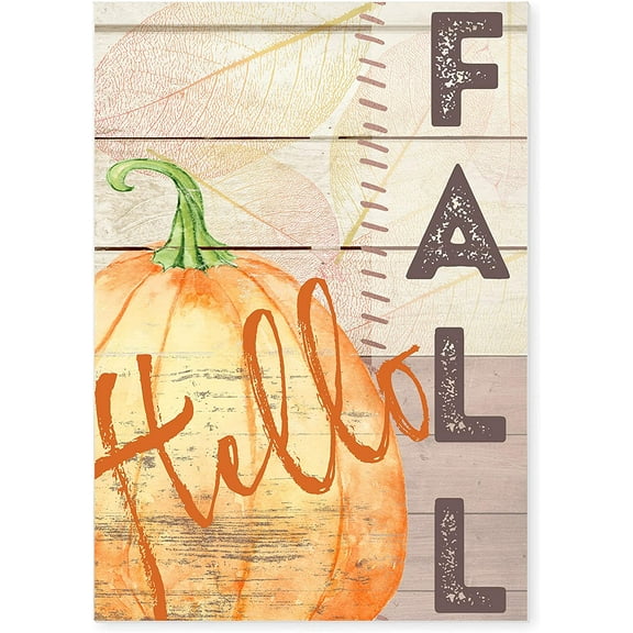 Hello Fall Rustic Wood Wall Sign 8x12