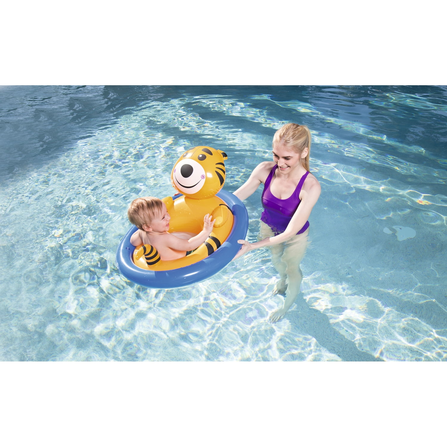 H2OGO Pop Tiger Inflatable Island Large Pool Float 70" Swimming Floaty Lounger R 