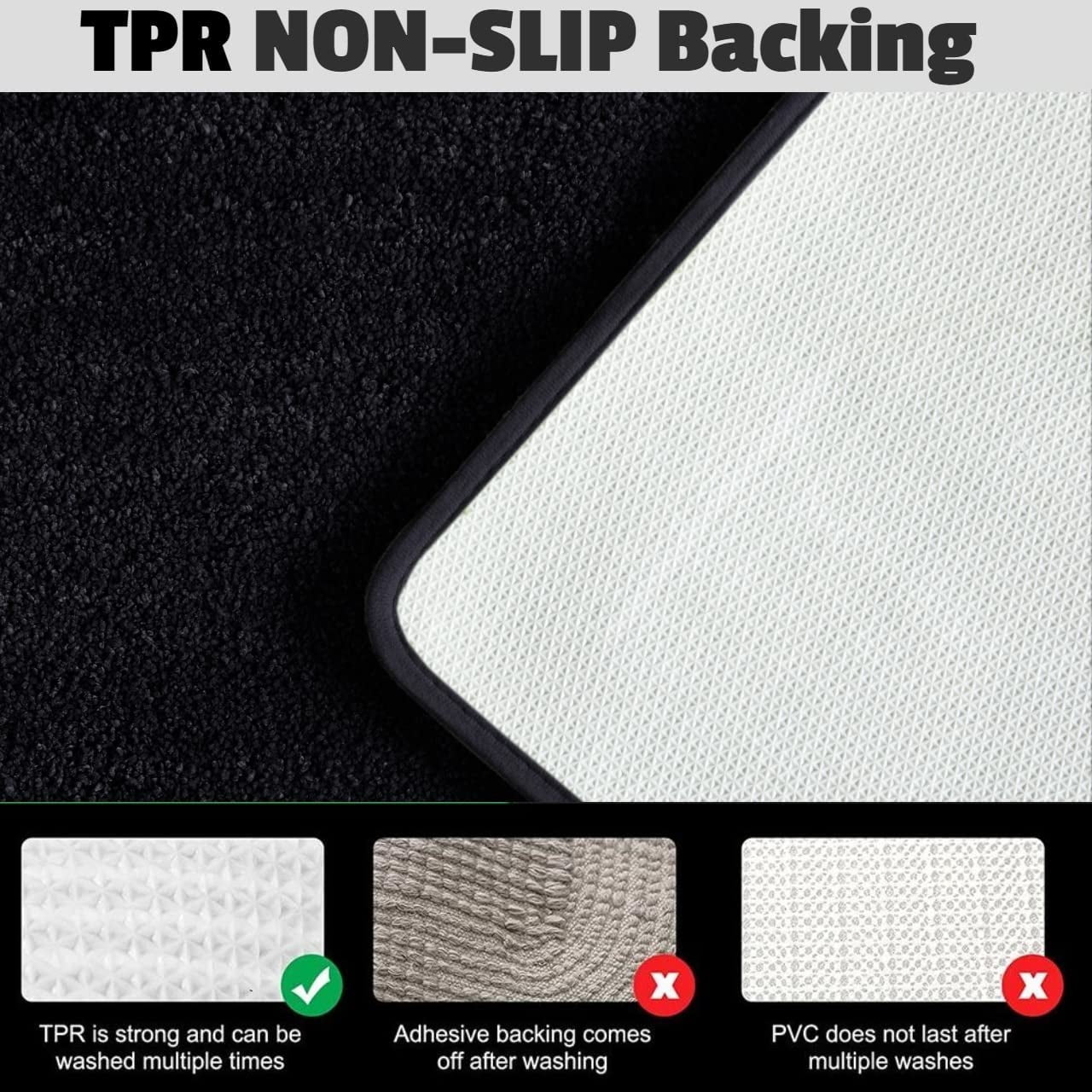 Yafa Home Fashion 1 Piece Solid Microfiber Soft Bathroom Rug , Non-Slip TPR Backing