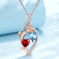 thumbnail image 4 of Taioiat Double Birthstone Necklaces for Women 18K Gold Plated Birthstone Rose Flower Jewelry Anniversary Valentines Day Mother's Day Birthday Gifts for Her Wife Girlfriend Mom, 4 of 7