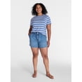 thumbnail image 2 of Time and Tru Women's High Rise Pleated Denim Shorts, 4.5" Inseam, Sizes 0-20, 2 of 6