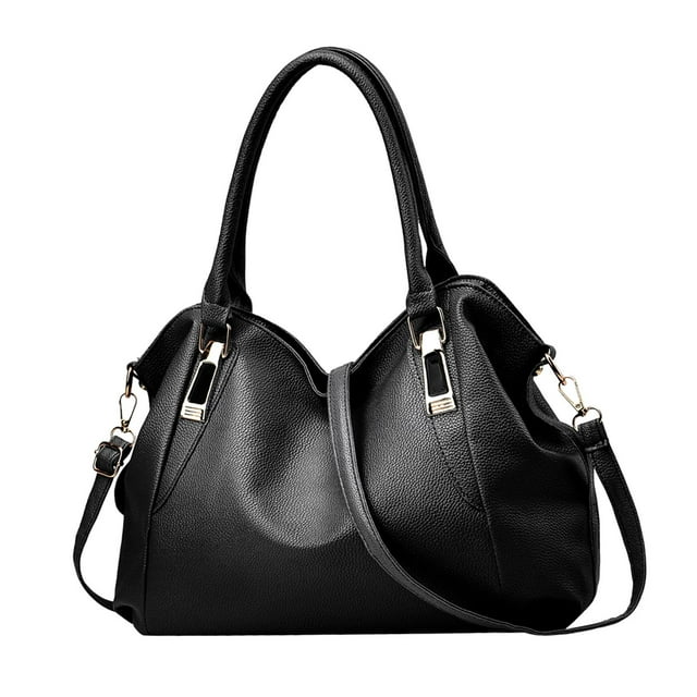 Bolso grande para mujer de piel sintética suave, elegante, para uso diario, para viajes, playa Negro