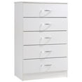 thumbnail image 1 of Hodedah Five Drawer Contemporary Wooden Chest in White Finish, 1 of 5