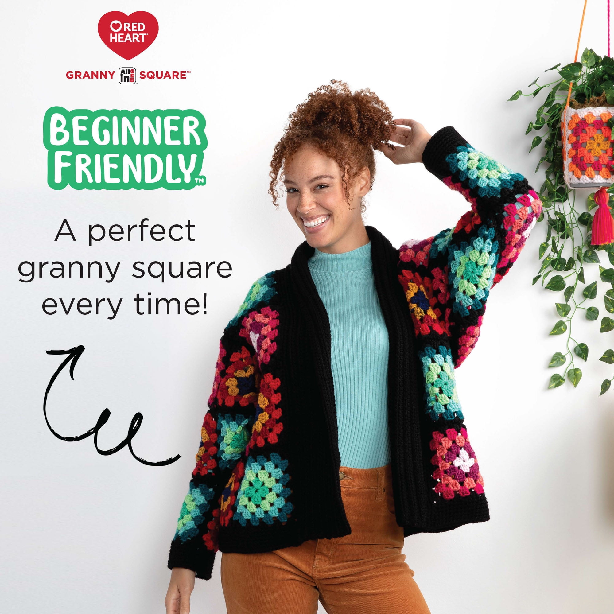Red Heart® Granny Square™ #4 Med Acrylic Yarn, Wht-watermelon 250g 417yd (3Pk)