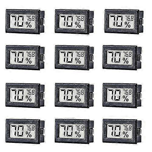 12 Pack Mini Small Digital Electronic Temperature Humidity Meters Gauge Indoor Thermometer Hygrometer Lcd Display Fahrenheit () For Humidors, Greenhou