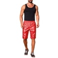 thumbnail image 2 of INSPIRE CHIC Halloween Men's Knee Length Elastic Waist Faux Leather Casual PU Shorts 30 Red, 2 of 5
