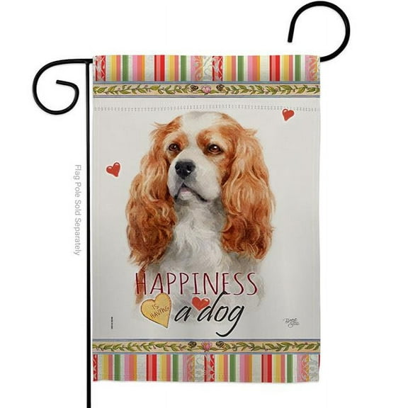 Breeze Decor G160164-BO 13 x 18.5 in. Dog Cavalier King Spaniel Happiness Double-Sided Decorative Vertical Garden Flag