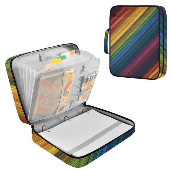 Vibrant Diagonal Striped Pattern Accordion File Organizer Expanding File Folder 3-Ring Binder Bag 500 Sheets A4 Size