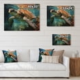 thumbnail image 4 of Designart "Turtle Encounter Green Blue Marine Animals V" Marine Animals Print on Natural Pine Wood, 4 of 5