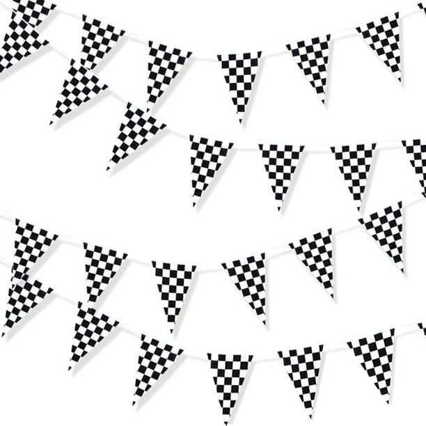 Bandera de carreras a cuadros en blanco y negro de 60 m, bandera triangular para carreras de F1, para eventos ceremoniales