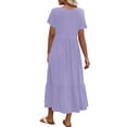 thumbnail image 4 of UVN Long Dresses for Women Summer Short Sleeve Casual Crewneck Maxi Dress with Pockets, 4 of 8