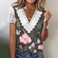 thumbnail image 2 of Womens Plus Size Clearance,Women Summer Sexy Fold Print Regular Short Sleeve V Neck Button Tops, 2 of 6