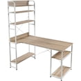 thumbnail image 3 of Churanty Computer Desk with 4 Tier Storage Shelves Large L-Shaped Home Office Desk Writing Table, Brown, 3 of 7