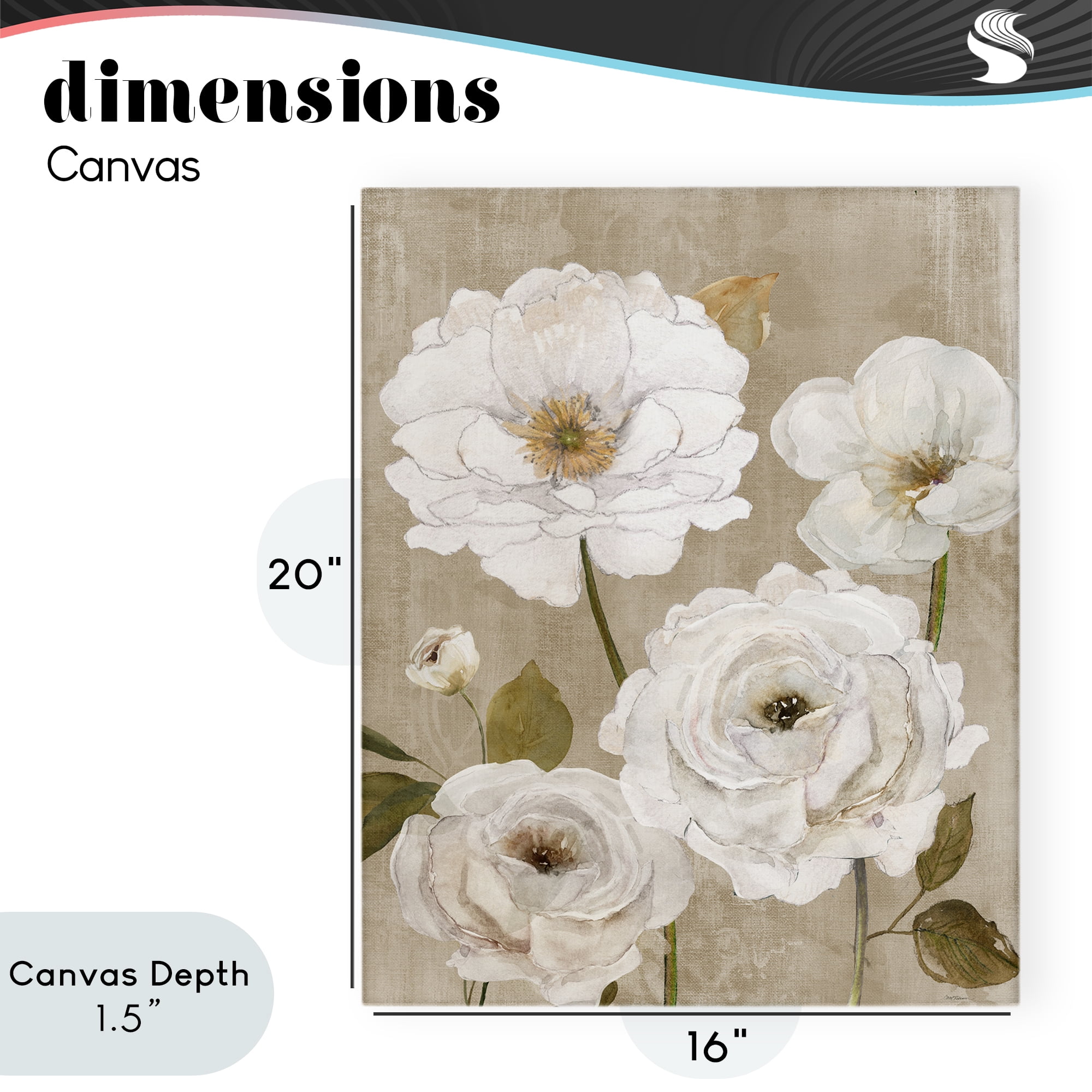 Stupell Industries Rustic Blooms in White Canvas Wall Art, design by Carol Robinson