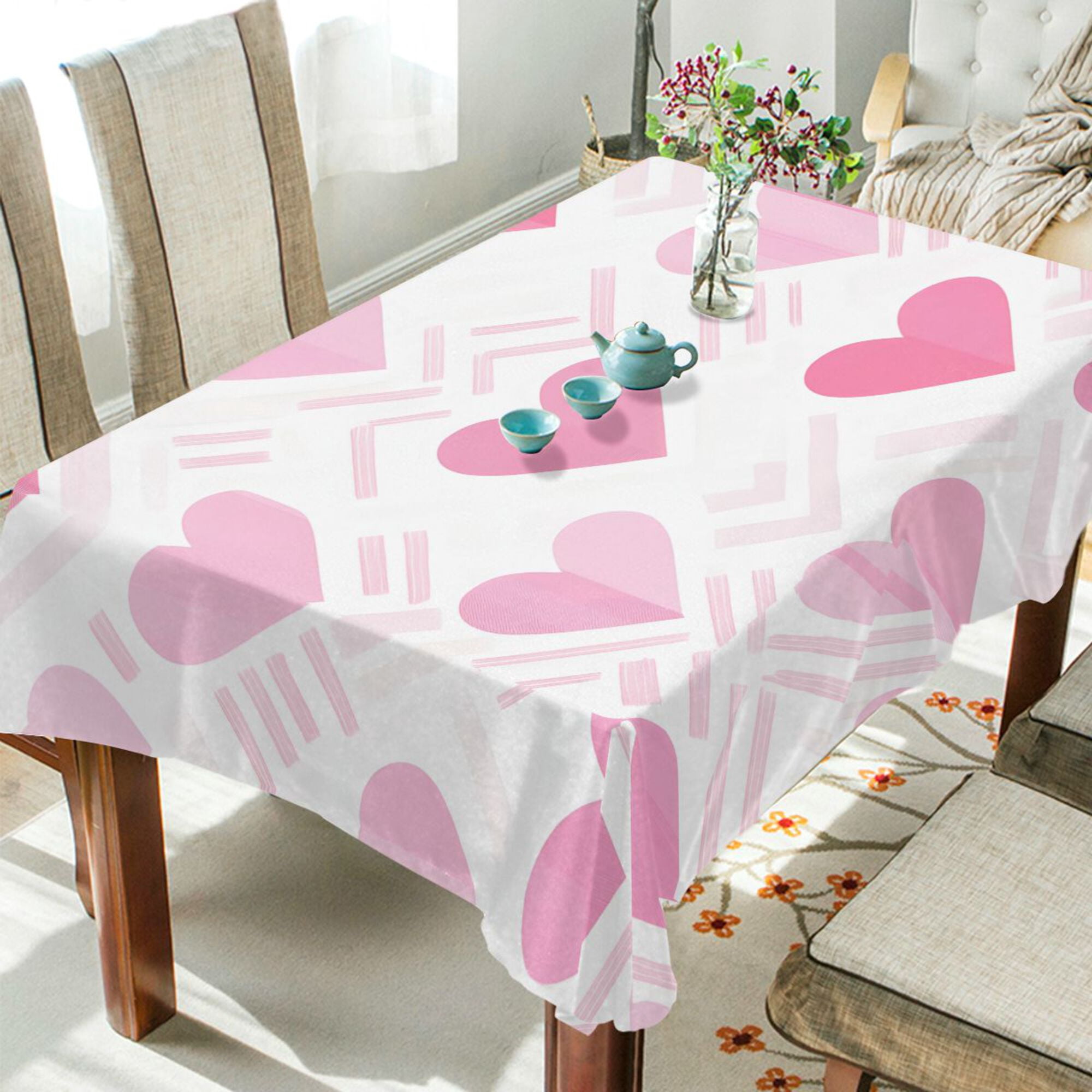 Happy Birthday Party Tablecloth - 60x60 Inch Square, Polyester, Polka Dot Balloon Confetti Print