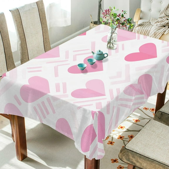 Yayeee Tablecloths 54" x 54" Rectangle Wrinkle Resistant Party Table Cover, Geometric Love