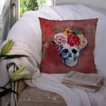 thumbnail image 3 of Carolines Treasures BB5130PW1414 Day of the Dead Red Flowers Skull  Fabric Decorative Pillow  14Hx14W multicolor, 3 of 4