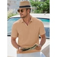 thumbnail image 2 of RICHCOIN Mens Casual Polo Shirt Summer Short Sleeve Vacation Button Beach Knit Stretchy Golf Shirts, 2 of 7