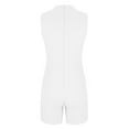 thumbnail image 5 of Romper for Women Summer Office High Neck Front Split Tops Short Jumpsuit Waist-Slimming Zip Back Work Formal Outfits, White, XL, 5 of 7