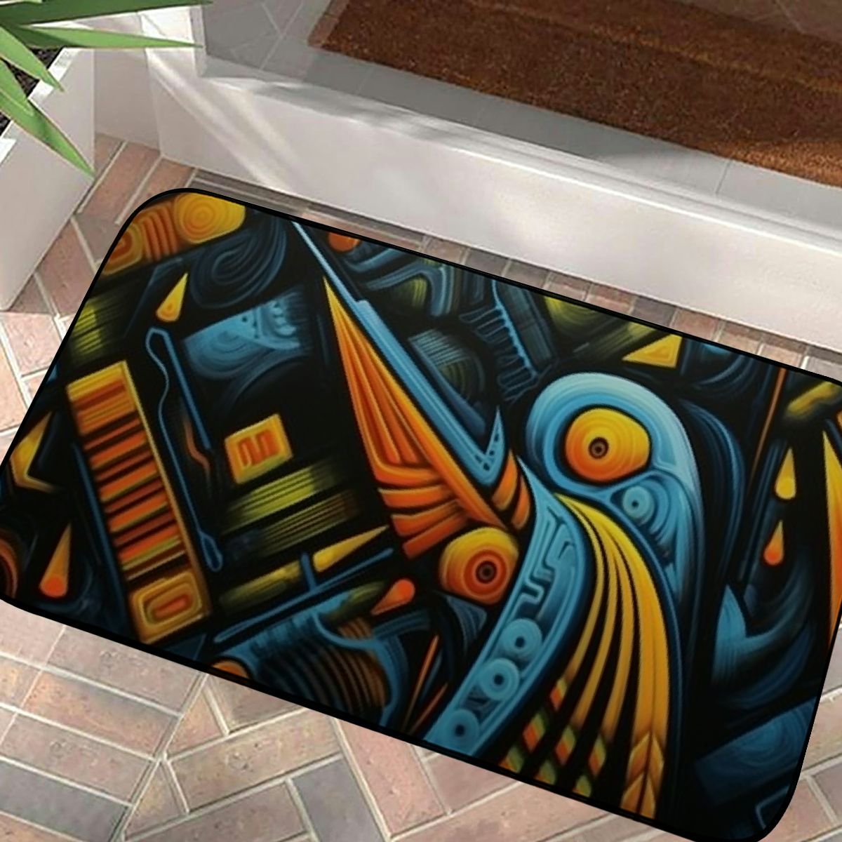 PHYHOO Outdoor Door Mat Front Doormat Bathroom Doormats African style textile pattern Door Mats for Bathroom Entryway Welcome Mats for Outdoor Indoor Non-Slip Home Decoration Outdoor Mat