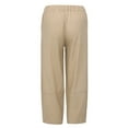 thumbnail image 4 of Plus Size Linen Pants Women Solid Color Casual Summer Linen Pants Fashion Breathable Capri Pants for Women Loose Summer(Khaki,XL), 4 of 9