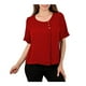 thumbnail image 1 of Blusa George para Mujer, Blusa Manga Corta Pliegue y Cuello Redondo Vino  Talla 42, 1 of 4