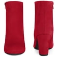 thumbnail image 2 of Unique Bargains Women's Round Toe Chunky High Heels Ankle Boots Red (Size 8), 2 of 6