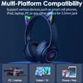 thumbnail image 6 of ONIKUMA Cat Ear Wireless Bluetooth Headphones, 55H Playtime, Foldable, LED Light, over Ear, Compatible with iPhone iPad Laptop PC, 6 of 10