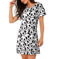 thumbnail image 2 of Kdxio Cute Panda Face Pattern Womens Short Sleeve Sleepshirt Scoopneck Cute Nightdress Ruffle Comfy Nightgown, 2 of 6