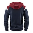 thumbnail image 3 of Men's Casual Fashion Zip Up Hoodie Autumn Winter Patchwork Contrast Ribbed Design Sweatshirt Comfortable Stylish Jacket, 3 of 7