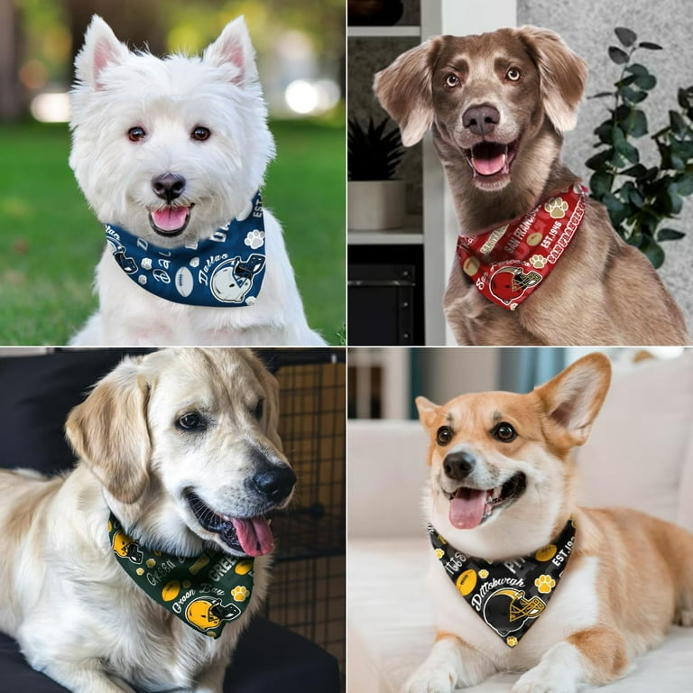 Detroit Football Pet Reversible Dog Bandana Gifts for Dogs Cats Cotton Triangle Bid Scarf for Medium Large Dog