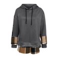 thumbnail image 4 of Women's Patchwork Plaid Hoodie with Drawstring Hood, Casual Long Sleeve Pullover with Side Slits, Comfortable Loose Fit Fall Sweatshirt for Streetwear, Daily Wear and Seasonal Outfits Dark Gray M, 4 of 4