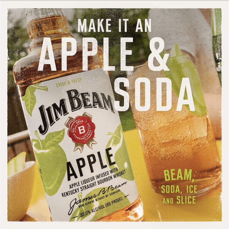 Jim Beam Apple Flavored Whiskey, 375 ml PET Bottle, 33% ABV