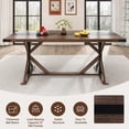 thumbnail image 4 of Blotout 71" Farmhouse Dining Table for 6-8 Person, Farmhouse Wood Long Rectangle Kitchen Table with Wood Strip Base, Rustic Brown Dining Table for Kitchen Living Room, 71 x 35 x 30 Inch, 4 of 10