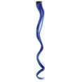 thumbnail image 1 of Zhuge Extensiones de cabello de colores, 6 piezas, 18 pulgadas, clip en un solo color arcoíris, resaltado para fiesta, postizo sintético largo ondulado para mujeres, regalos para fiestas, azul oscuro, 1 of 2