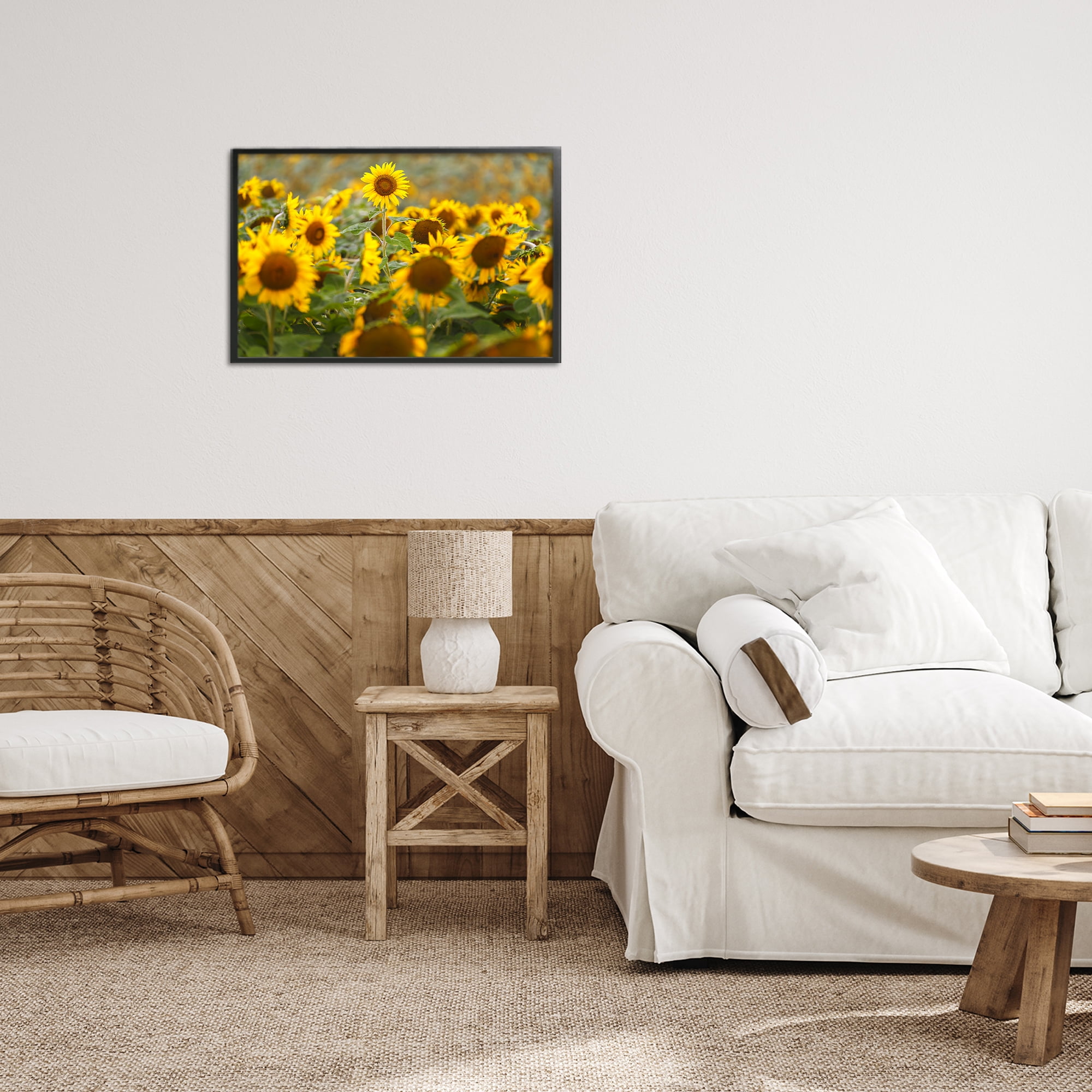 Central Sunflower in Meadow Black Framed Giclee Art, design by Andy Crawford