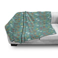 thumbnail image 3 of Fish Soft Flannel Fleece Throw Blanket, Rainbow Colored Composition with Doodle Style Cartoon Animals on Turquoise Backdrop, Cozy Plush for Indoor and Outdoor Use, 60" x 80", Multicolor, by Ambesonne, 3 of 6