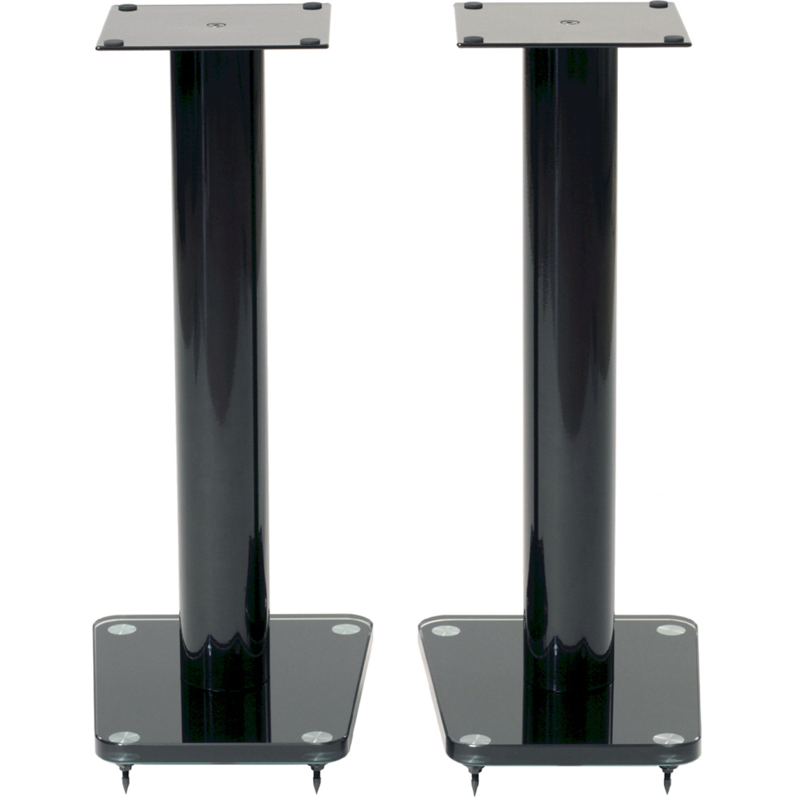 24" Tempered glass & metal speaker stand in gloss black finish. Sold as pair - image 2 of 3