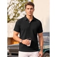 thumbnail image 3 of RICHCOIN Mens Casual Polo Shirt Summer Short Sleeve Vacation Button Beach Knit Stretchy Golf Shirts, 3 of 7
